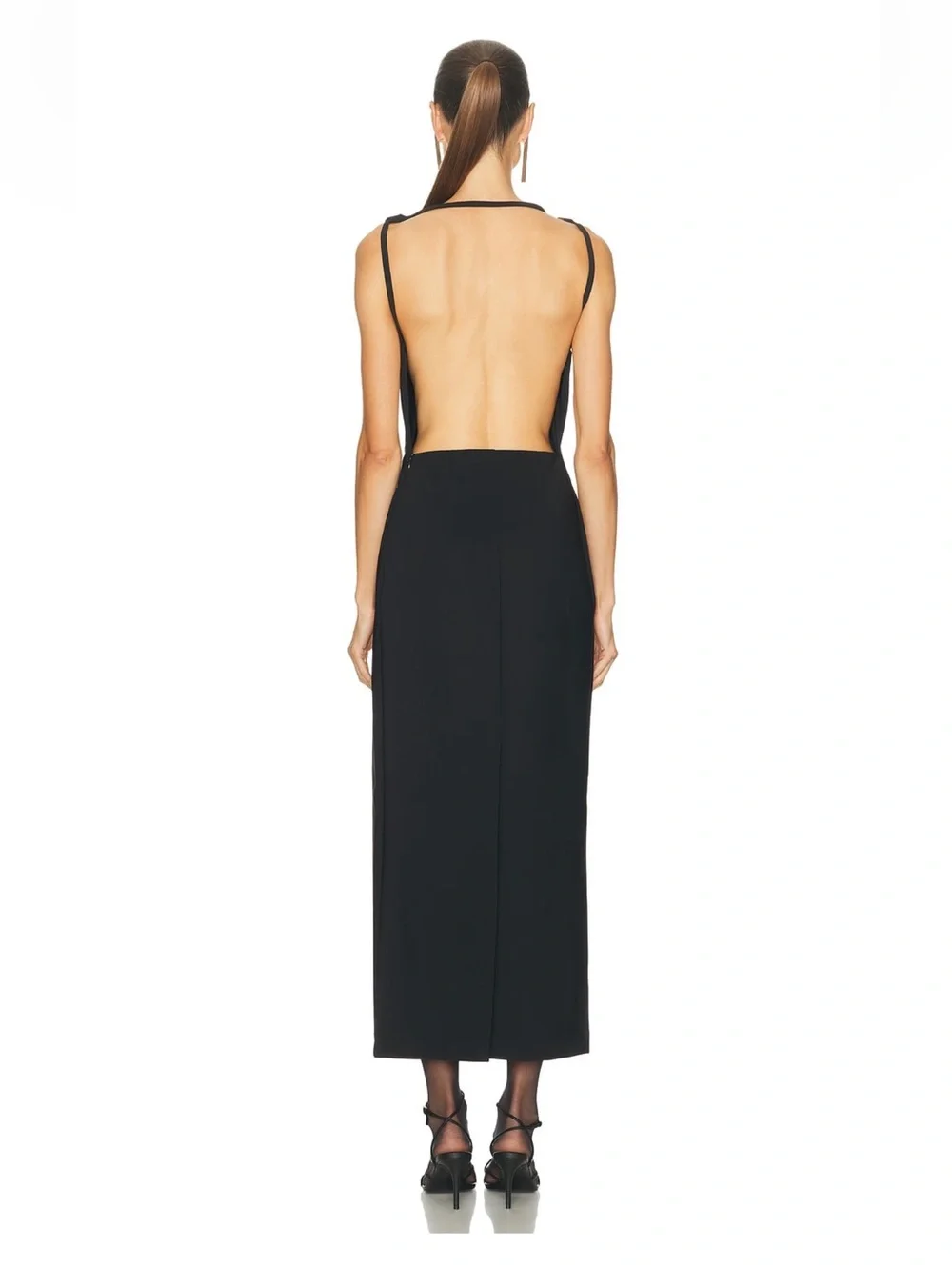 NWT Rohe Open Back Black Maxi Dress Size 36/4